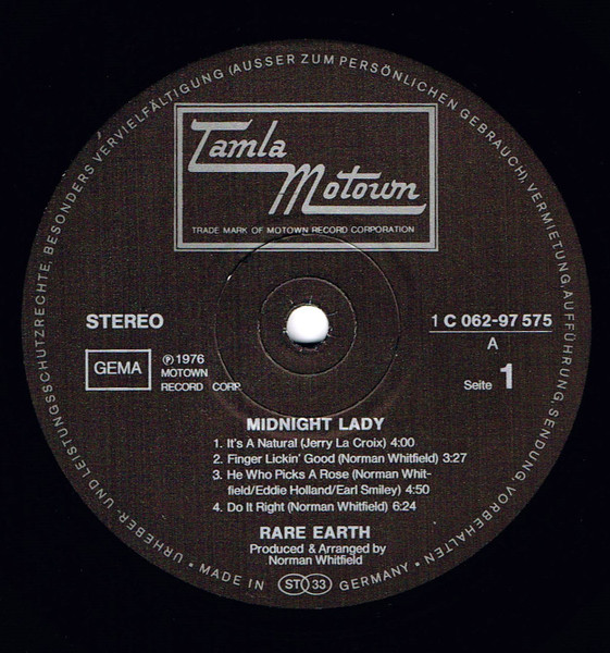 Rare Earth - Midnight Lady | Tamla Motown (1C 062-97 575) - 2