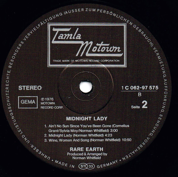 Rare Earth - Midnight Lady | Tamla Motown (1C 062-97 575) - 3