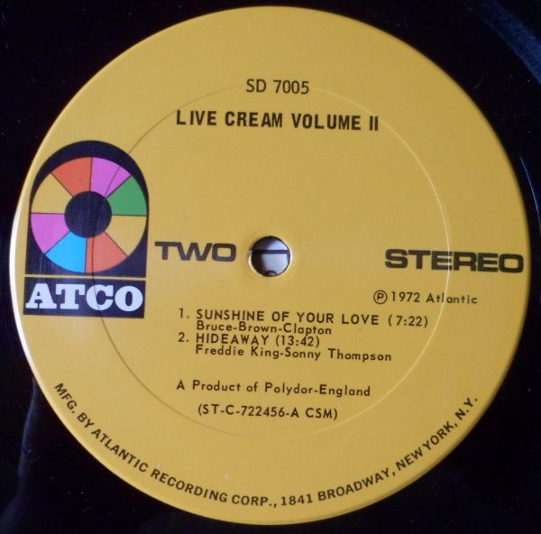 Cream - Live Cream Volume II | ATCO Records (SD 7005) - 4