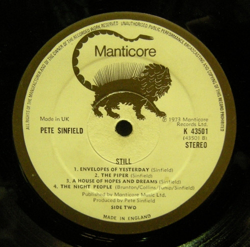Peter Sinfield - Still | Manticore (K 43501) - 4