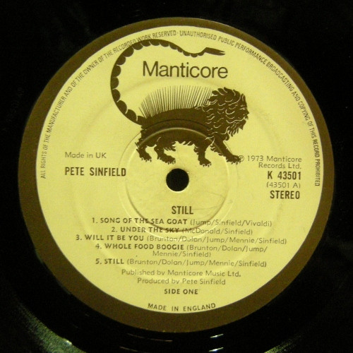 Peter Sinfield - Still | Manticore (K 43501) - 3