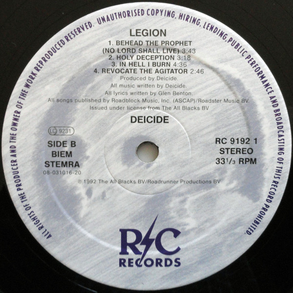 Deicide - Legion | R/C Records (RC 9192-1) - 4