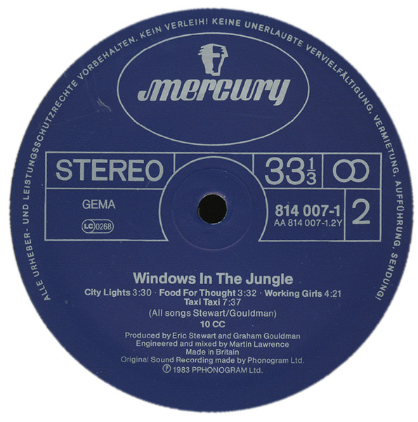 10cc - Windows In The Jungle | Mercury (814 007-1) - 4 10cc - Windows In The Jungle | Mercury (814 007-1) - 4