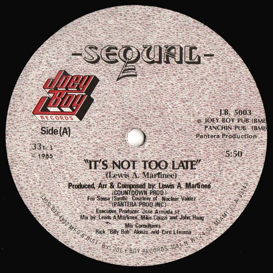 Sequal - It's Not Too Late | Joey Boy Records (J.B. 5003) - 2 Sequal - It's Not Too Late | Joey Boy Records (J.B. 5003) - 2