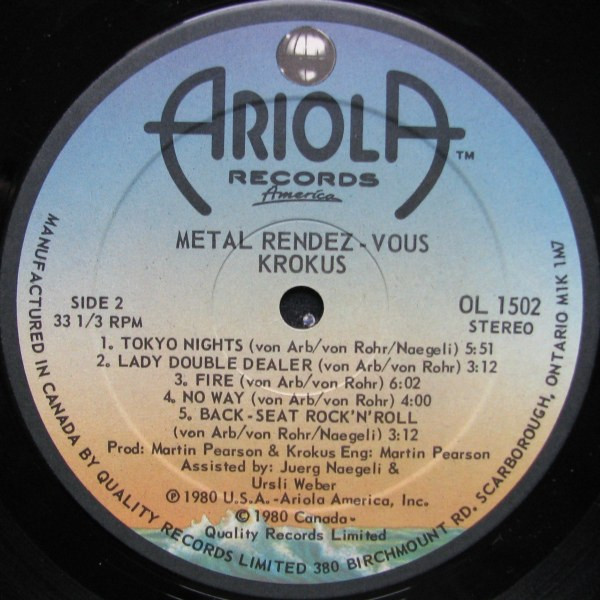 Krokus - Metal Rendez-vous | Ariola Records America (OL 1502) - 4