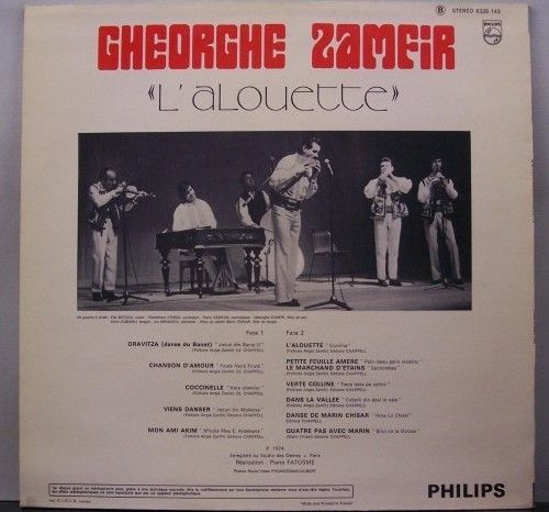 Gheorghe Zamfir - L' Alouette | Philips (6325 143) - 2 Gheorghe Zamfir - L' Alouette | Philips (6325 143) - 2