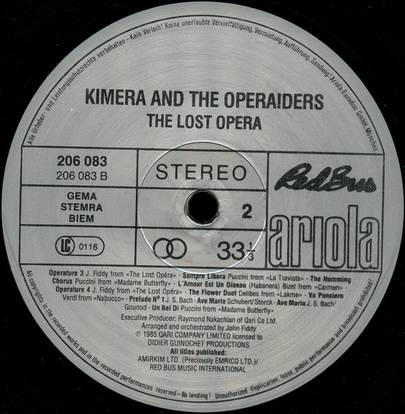 Kimera And The Operaiders With London Symphony Orchestra - The Lost O?era | Ariola (206 083) - 4 Kimera And The Operaiders With London Symphony Orchestra - The Lost O?era | Ariola (206 083) - 4