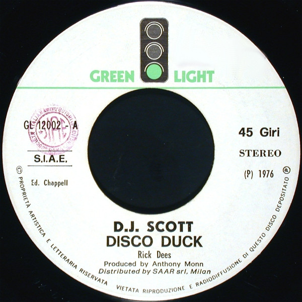 D. J. Scott - Disco Duck | Green Light (GL 12002) - 3