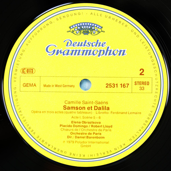 Camille Saint-Saëns - Elena Obraztsova • Placido Domingo • Renato Bruson • Robert Lloyd , Chœur De L'Orchestre De Paris • Orchestre De Paris • Daniel Barenboim - Samson Et Dalila | Deutsche Grammophon (2709 095) - 4