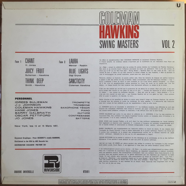 Coleman Hawkins - Swing Masters | Riverside Records (673 011) - 2 Coleman Hawkins - Swing Masters | Riverside Records (673 011) - 2