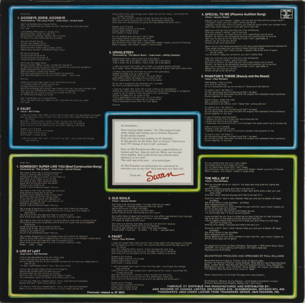 Various - Phantom Of The Paradise - Original Soundtrack Recording | A&M Records (SP-69831) - 2