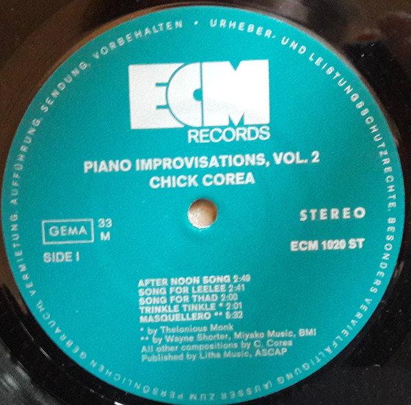 Chick Corea - Piano Improvisations Vol. 2 | ECM Records (ECM 1020 ST) - 2 Chick Corea - Piano Improvisations Vol. 2 | ECM Records (ECM 1020 ST) - 2