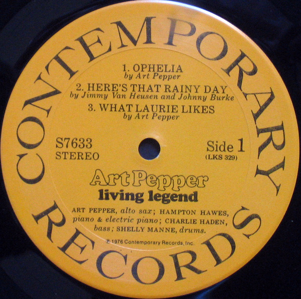 Art Pepper - Living Legend | Contemporary Records (S7633) - 2