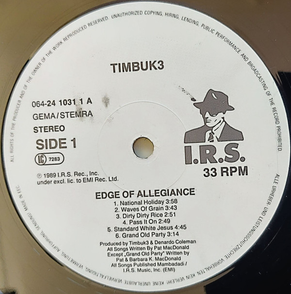Timbuk 3 - Edge Of Allegiance | I.R.S. Records (24 1031 1)