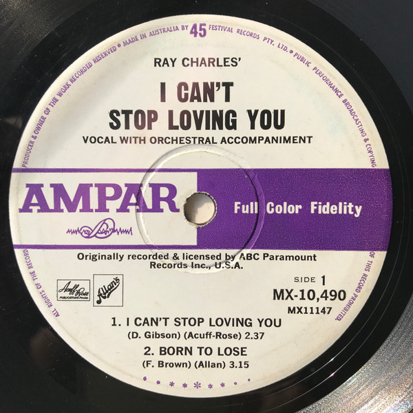 Ray Charles - I Can't Stop Loving You | Ampar (MX-10,490) - 3