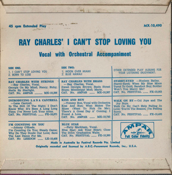 Ray Charles - I Can't Stop Loving You | Ampar (MX-10,490) - 2