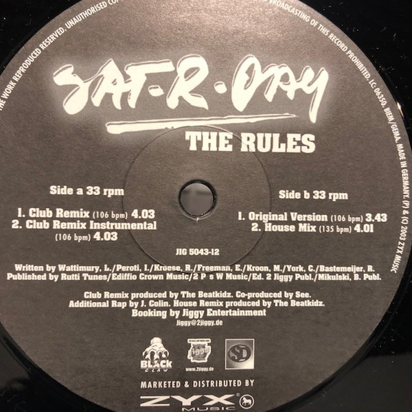 Sat-r-day - The Rules | II Jiggy Recordings (JIG 5043-12) - 4 Sat-r-day - The Rules | II Jiggy Recordings (JIG 5043-12) - 4