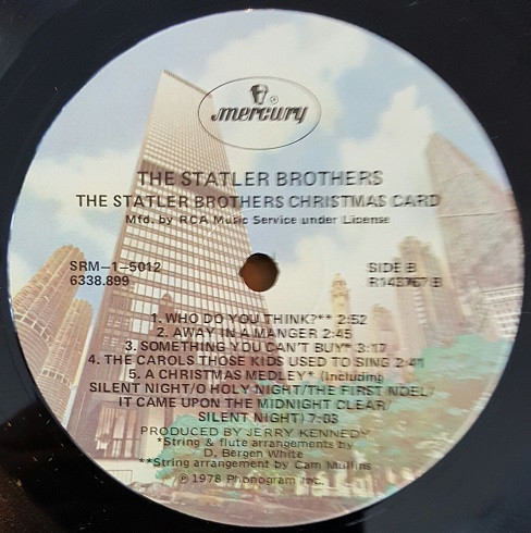 The Statler Brothers - The Statler Brothers Christmas Card | Mercury (SRM-1-5012) - 4 The Statler Brothers - The Statler Brothers Christmas Card | Mercury (SRM-1-5012) - 4