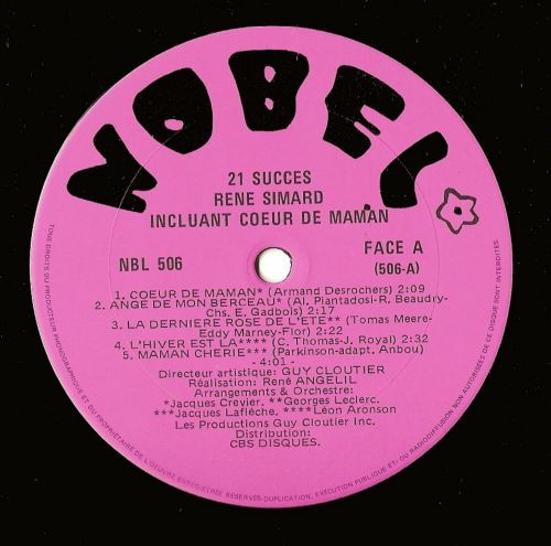 René Simard - 21 Succès (2LP) [Vinyl] | Nobel (NBL-506/7) - 2