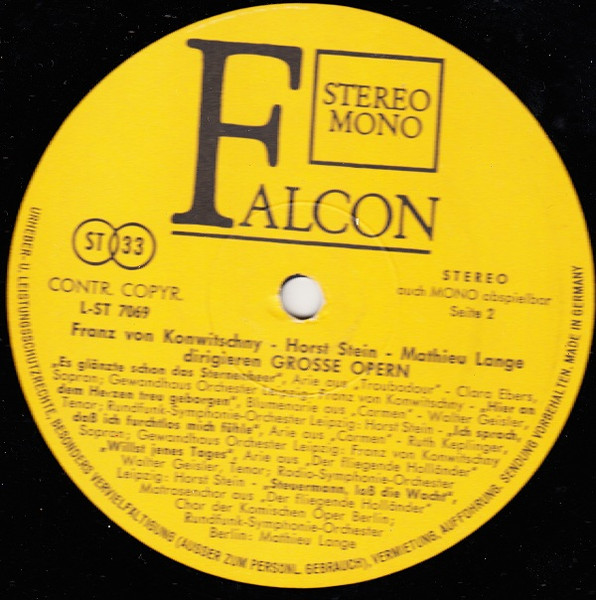Franz Konwitschny , Horst Stein , Carl Mathieu Lange - Grosse Opern | Falcon (L-ST 7069) - 4
