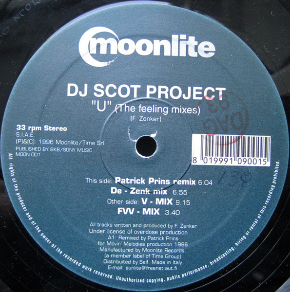 DJ Scot Project - U (The Feeling Mixes) | Moonlite (MOON 001) - main
