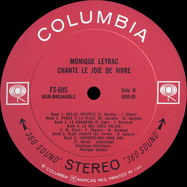 Monique Leyrac - Chante La Joie De Vivre | Columbia (FS 695) - 4