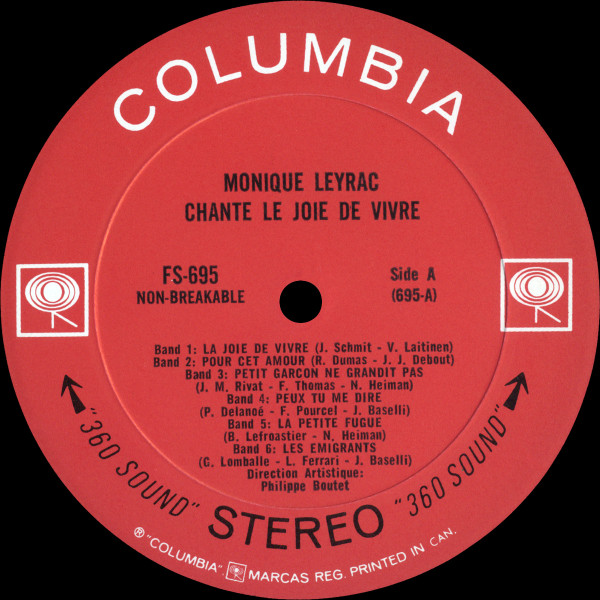 Monique Leyrac - Chante La Joie De Vivre | Columbia (FS 695) - 3