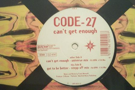 Code-27 - Can't Get Enough | United Ravers Records (URR 027) - main Code-27 - Can't Get Enough | United Ravers Records (URR 027) - main