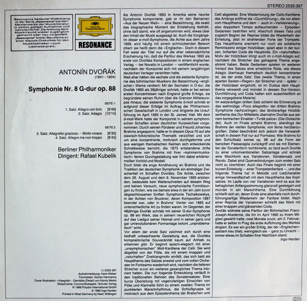 Antonín Dvořák , Berliner Philharmoniker , Rafael Kubelik - Symphonie Nr. 8 In G-Dur Op.88 | Deutsche Grammophon (2535 397) - 2 Antonín Dvořák , Berliner Philharmoniker , Rafael Kubelik - Symphonie Nr. 8 In G-Dur Op.88 | Deutsche Grammophon (2535 397) - 2