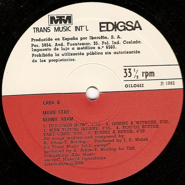 Bernie Adam - Movie Star | Edigsa (01L0442 5) - 4