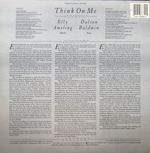 Elly Ameling , Dalton Baldwin - Think On Me Personal Favourites | CBS (M 36682) - 3 Elly Ameling , Dalton Baldwin - Think On Me Personal Favourites | CBS (M 36682) - 3