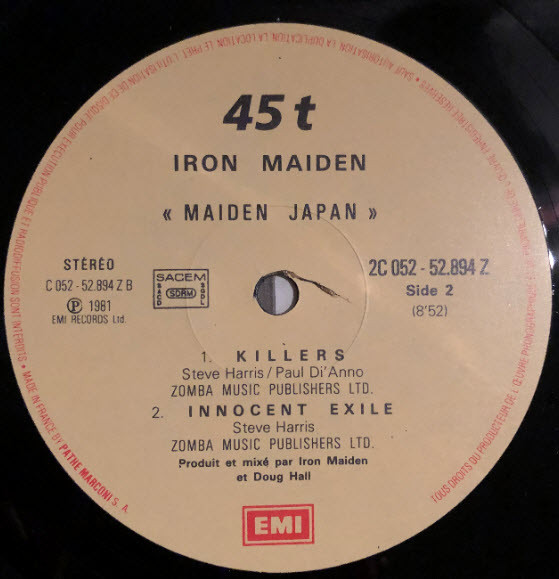 Iron Maiden - Maiden Japan | EMI (2C 052 52894 Z) - 4
