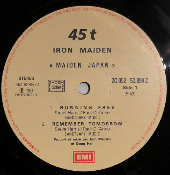 Iron Maiden - Maiden Japan | EMI (2C 052 52894 Z) - 3