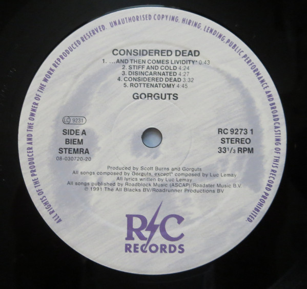 Gorguts - Considered Dead | R/C Records (RC 9273-1) - 3