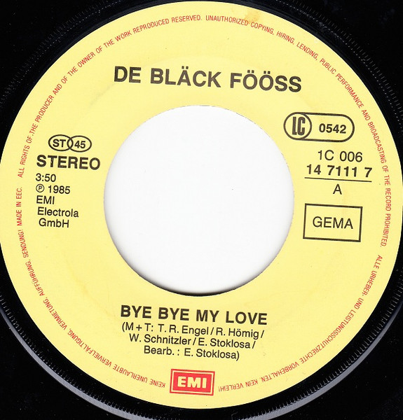 Bläck Fööss - Bye Bye My Love | EMI (1C 006 14 7111 7) - 3