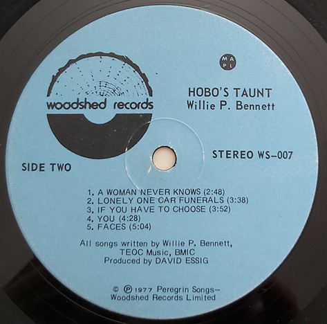 Willie P. Bennett - Hobo's Taunt | Woodshed Records (WS-007) - 4