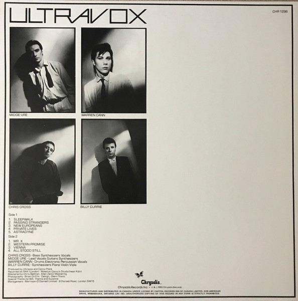 Ultravox - Vienna | Chrysalis (CHR 1296) - 2