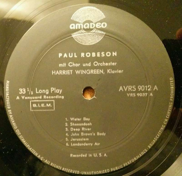 Paul Robeson - Robeson | Amadeo (AVRS 9012) - 3