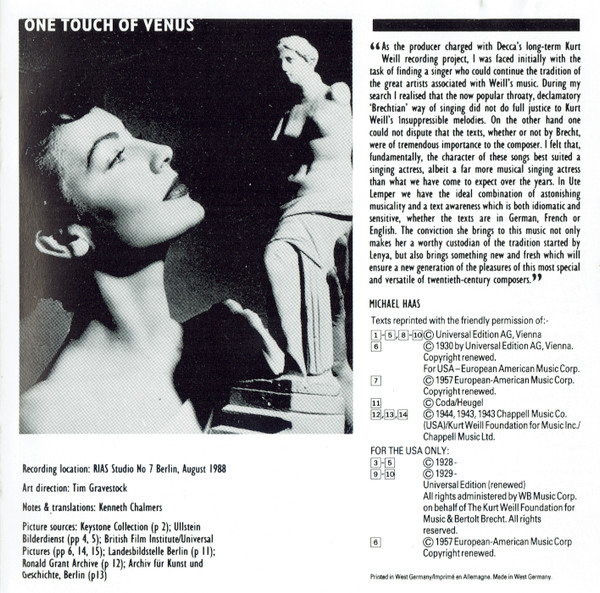 Ute Lemper Sings Kurt Weill - Ute Lemper Sings Kurt Weill | Decca (425 204-2) - 2