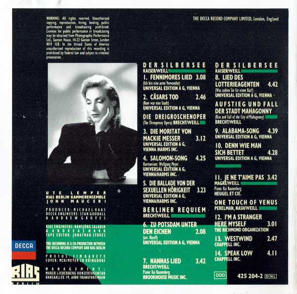 Ute Lemper Sings Kurt Weill - Ute Lemper Sings Kurt Weill | Decca (425 204-2) - 3