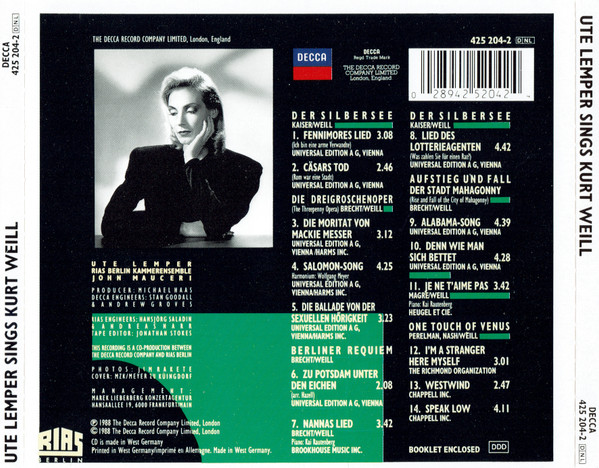 Ute Lemper Sings Kurt Weill - Ute Lemper Sings Kurt Weill | Decca (425 204-2) - 4