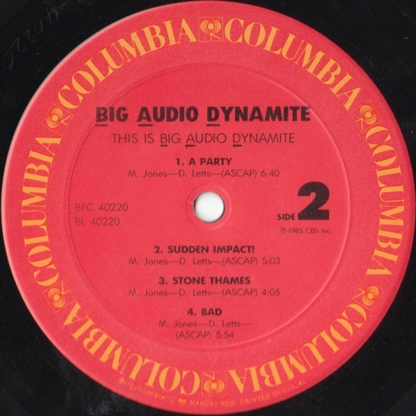 Big Audio Dynamite - This Is Big Audio Dynamite | Columbia (BFC 40220) - 4 Big Audio Dynamite - This Is Big Audio Dynamite | Columbia (BFC 40220) - 4