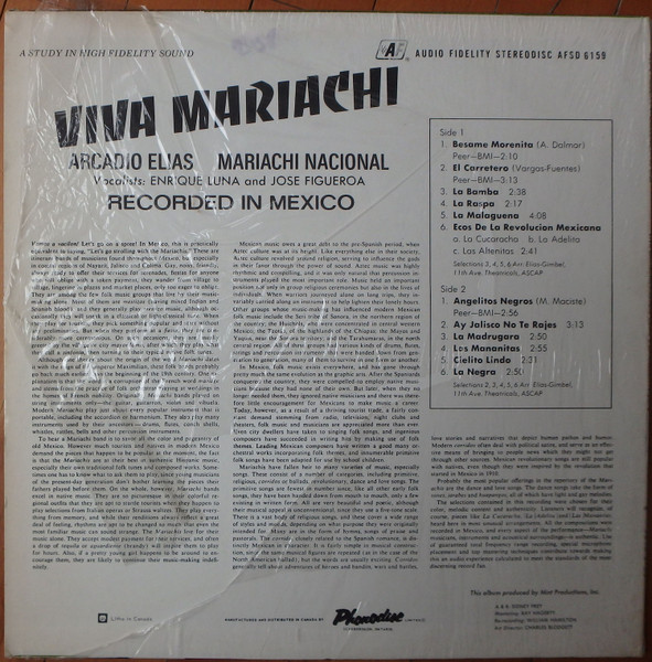 Mariachi "Nacional" De Arcadio Elías - Viva Mariachi | Audio Fidelity (AFSD 6159) - 2 Mariachi "Nacional" De Arcadio Elías - Viva Mariachi | Audio Fidelity (AFSD 6159) - 2