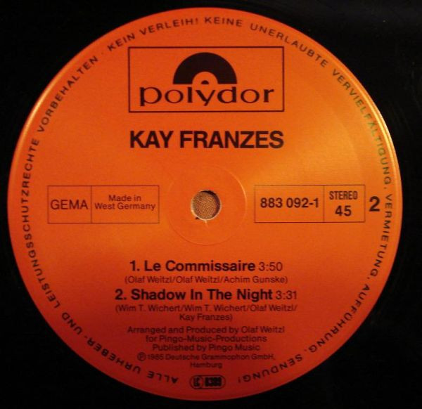Kay Franzes - Shadow In The Night (Special Club-Mix) | Polydor (883 092-1) - 4