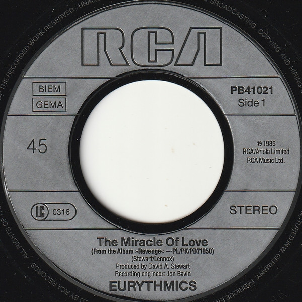Eurythmics - The Miracle Of Love | RCA (PB41021) - 3 Eurythmics - The Miracle Of Love | RCA (PB41021) - 3