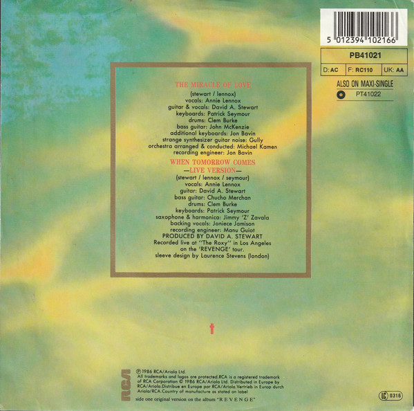 Eurythmics - The Miracle Of Love | RCA (PB41021) - 2 Eurythmics - The Miracle Of Love | RCA (PB41021) - 2