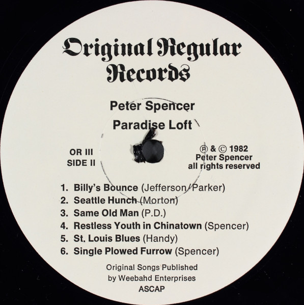 Peter Spencer - Paradise Loft | Original Regular Records (OR III) - 4
