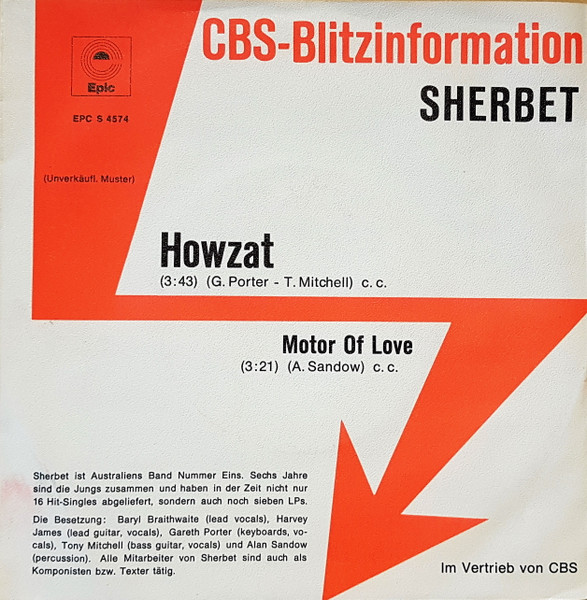 Sherbet - Howzat | Epic (EPC S 4574)