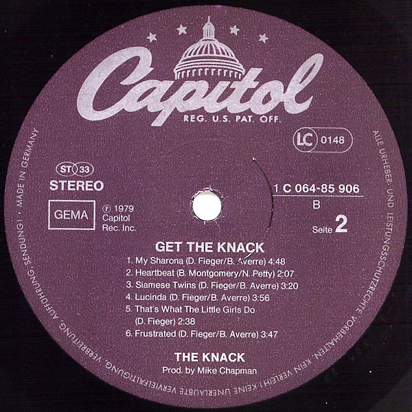 The Knack - Get The Knack | Capitol Records (1C 064-85 906) - 3
