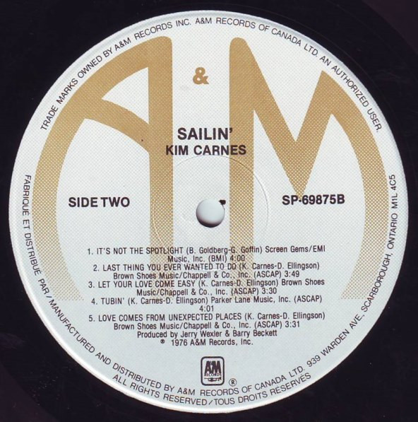 Kim Carnes - Sailin' | A&M Records (SP-69875) - 2 Kim Carnes - Sailin' | A&M Records (SP-69875) - 2